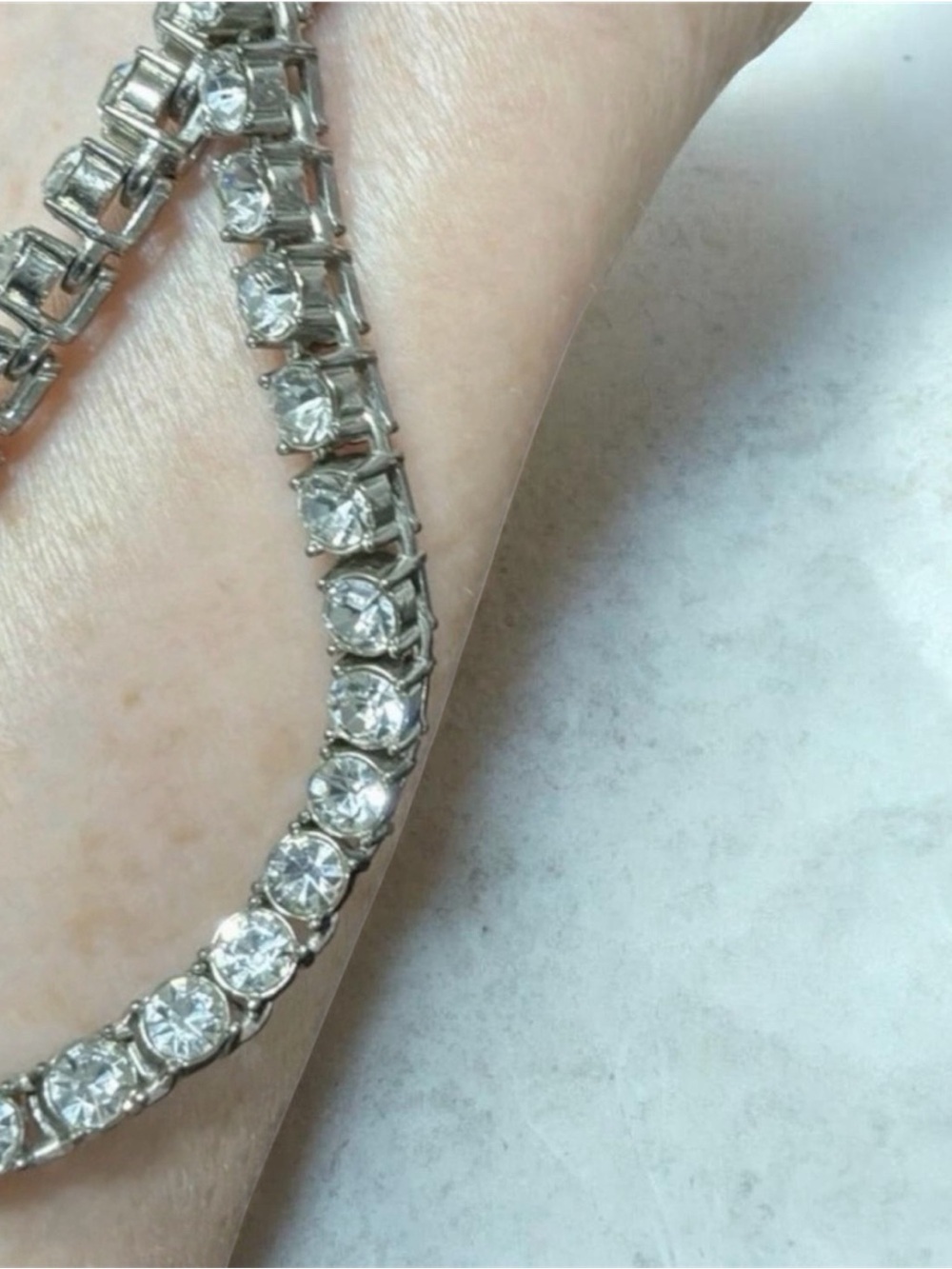 Vtg 18.75” 46g Tennis Necklace w/77 Dazzling CZ’s